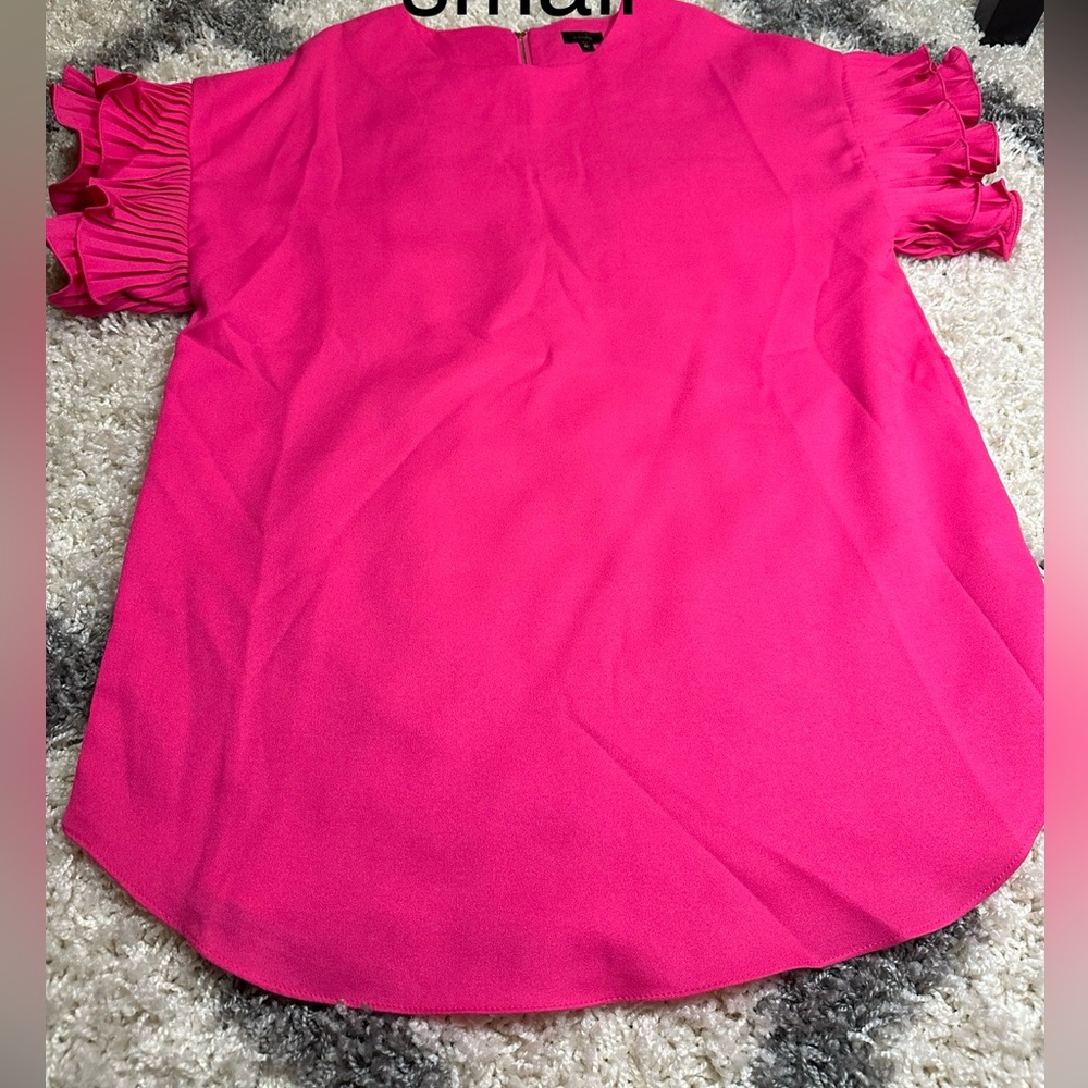 Vibrant hot Pink Ruffle Sleeve Mini Dress size small